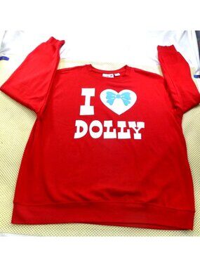 I Love Dolly Red Sweatshirt XL Graphic Pullover Crewneck Long Sleeve Dolly Parto